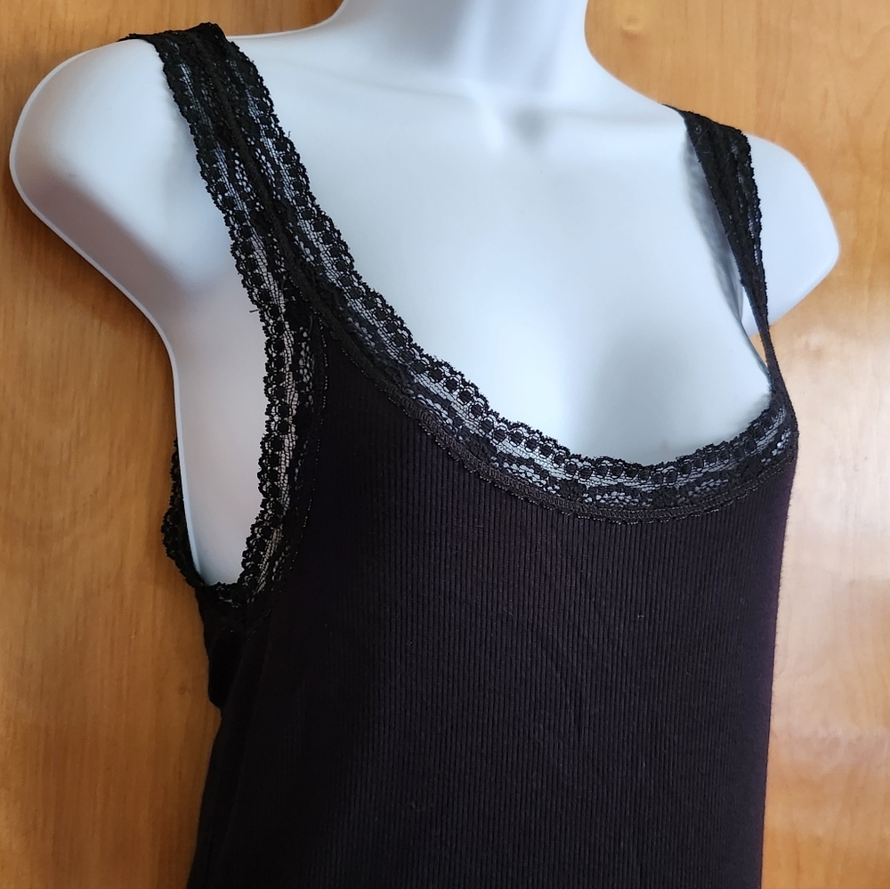 Calypso St. Barth Lace Trim Black Eileen Tank Size L